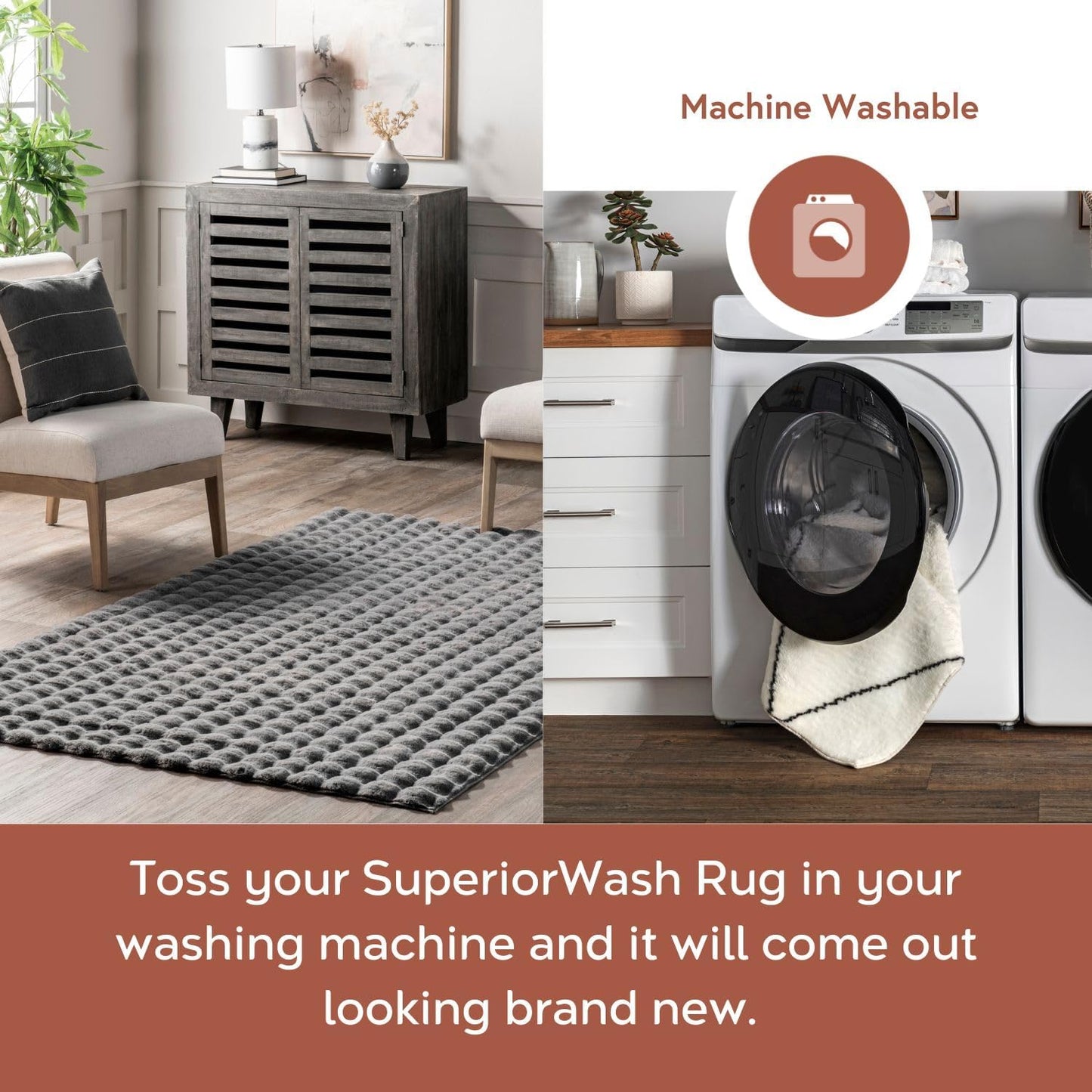 nuLOOM Jeni Checkered 2'6" x 10' Machine Washable Runner Rug for Living Room Bedroom Dining Room Entryway Hallway Kitchen, Dark Grey