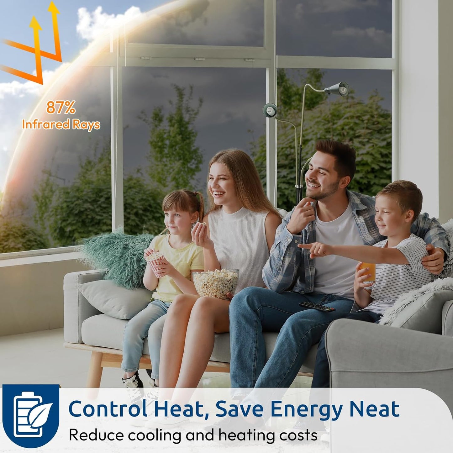 rabbitgoo Window Privacy Film One Way Window Tint for Home, Removable Reflective Heat Sun Blocking Anti UV Glass Door Covering, Mirror Tinting Film House Office, 17.5 in X 6.5 Feet, Black Silver