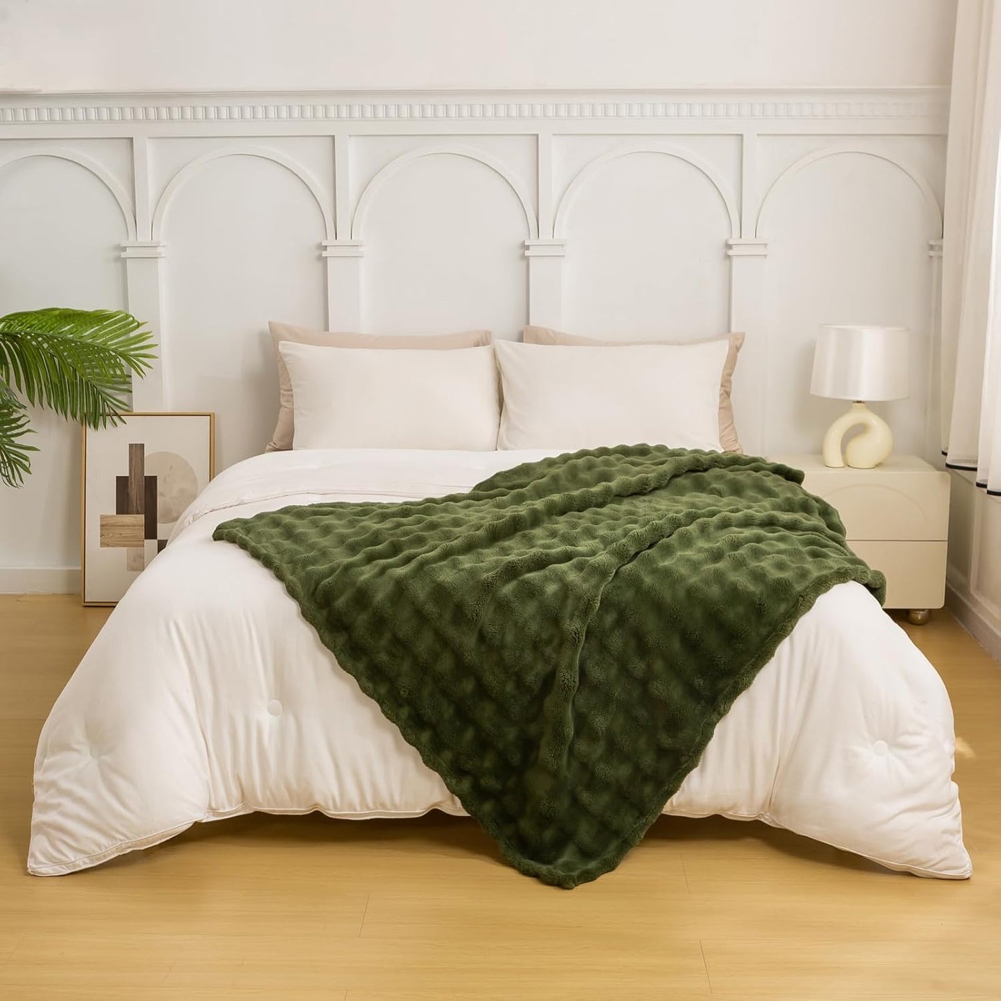 YUSOKI Luxury 3D Bubble Throw Blanket 2lb,All Ages,Home Decoration, (Olive Green,50 * 60inches)