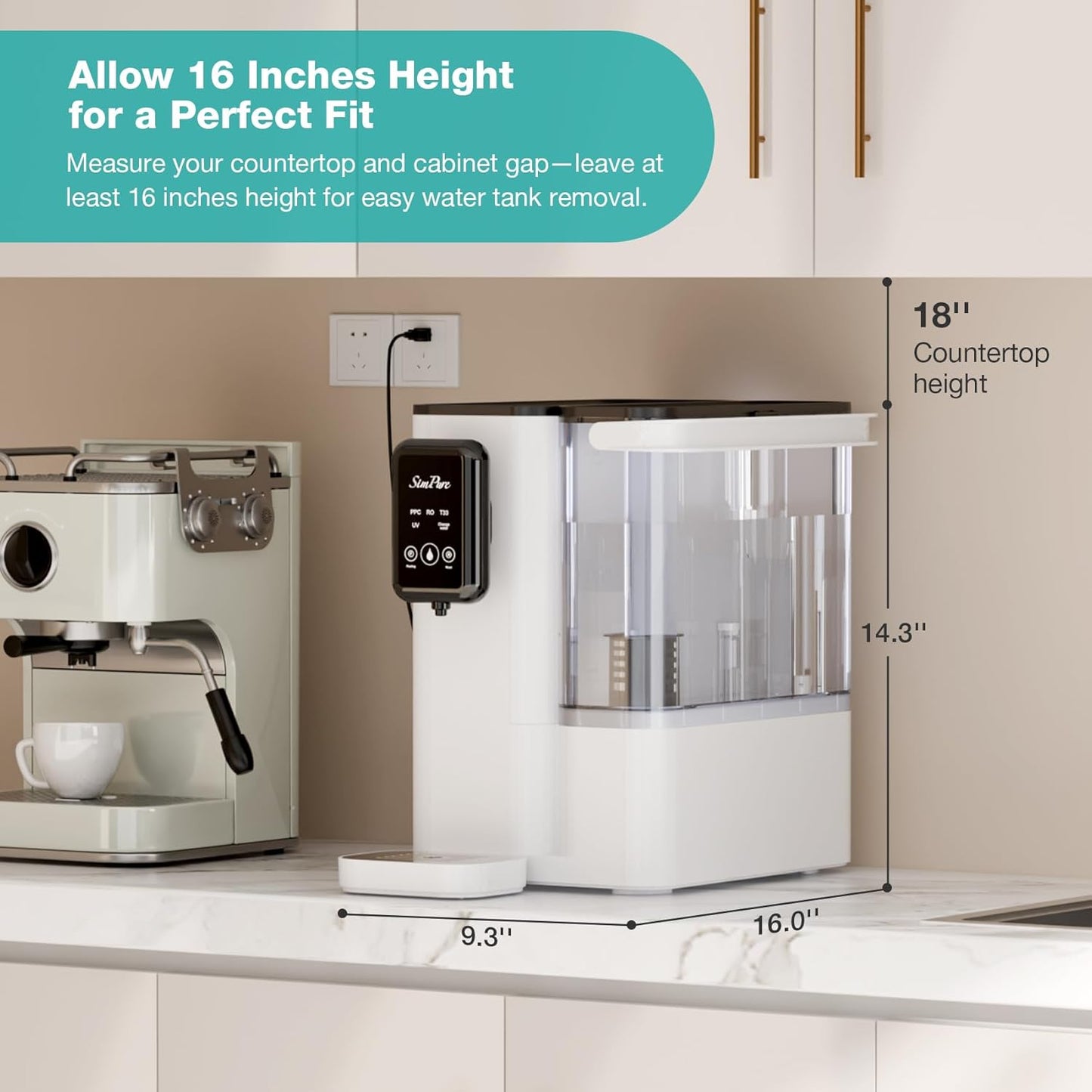 SimPure Y9T Countertop Reverse Osmosis Water Filter, Near Zero TDS 300 GPD 6 Stage Purification, RO Water Filtration System, Super Fast Filtering Portable Water Purifier