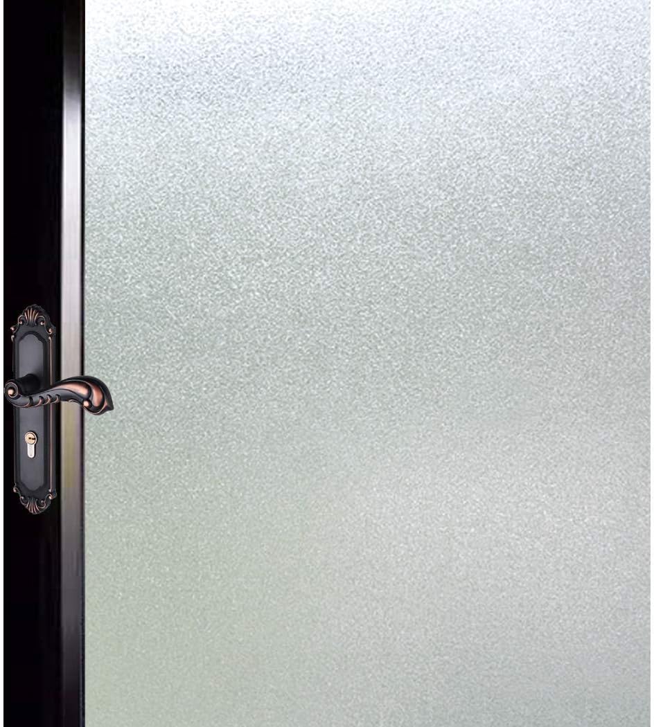 DUOFIRE Privacy Window Film Natural Frosted Glass Film Static Cling Glass Film No Glue Anti-UV Window Sticker Non Adhesive for Privacy Office Meeting Room Bathroom Living Room 47.2in. x 78.7in. S001
