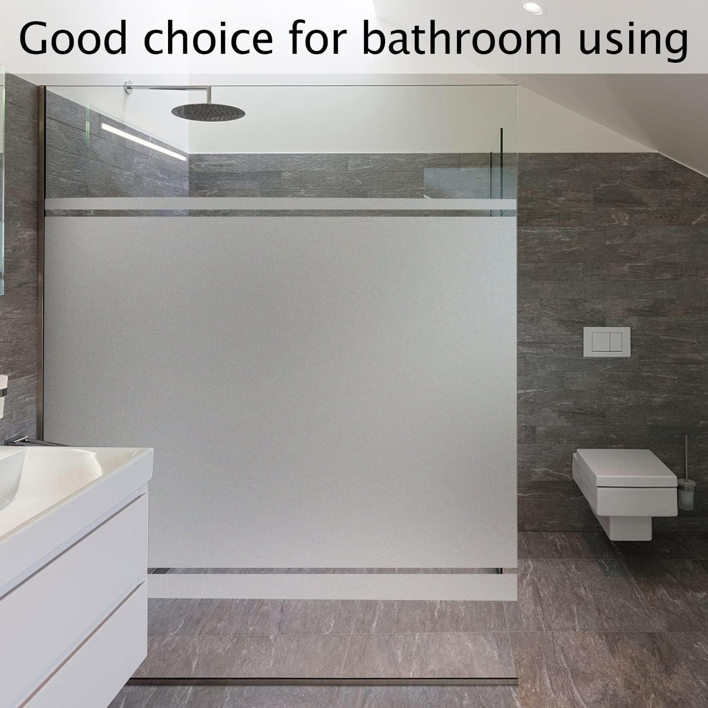 HIDBEA Frosted Window Privacy Film Heat Control UV Blocking, Static Cling Non-Adhesive Reusable Door coverings for Bathroom Home Office (Frosted 29.5 Inch x 13.1 Feet)