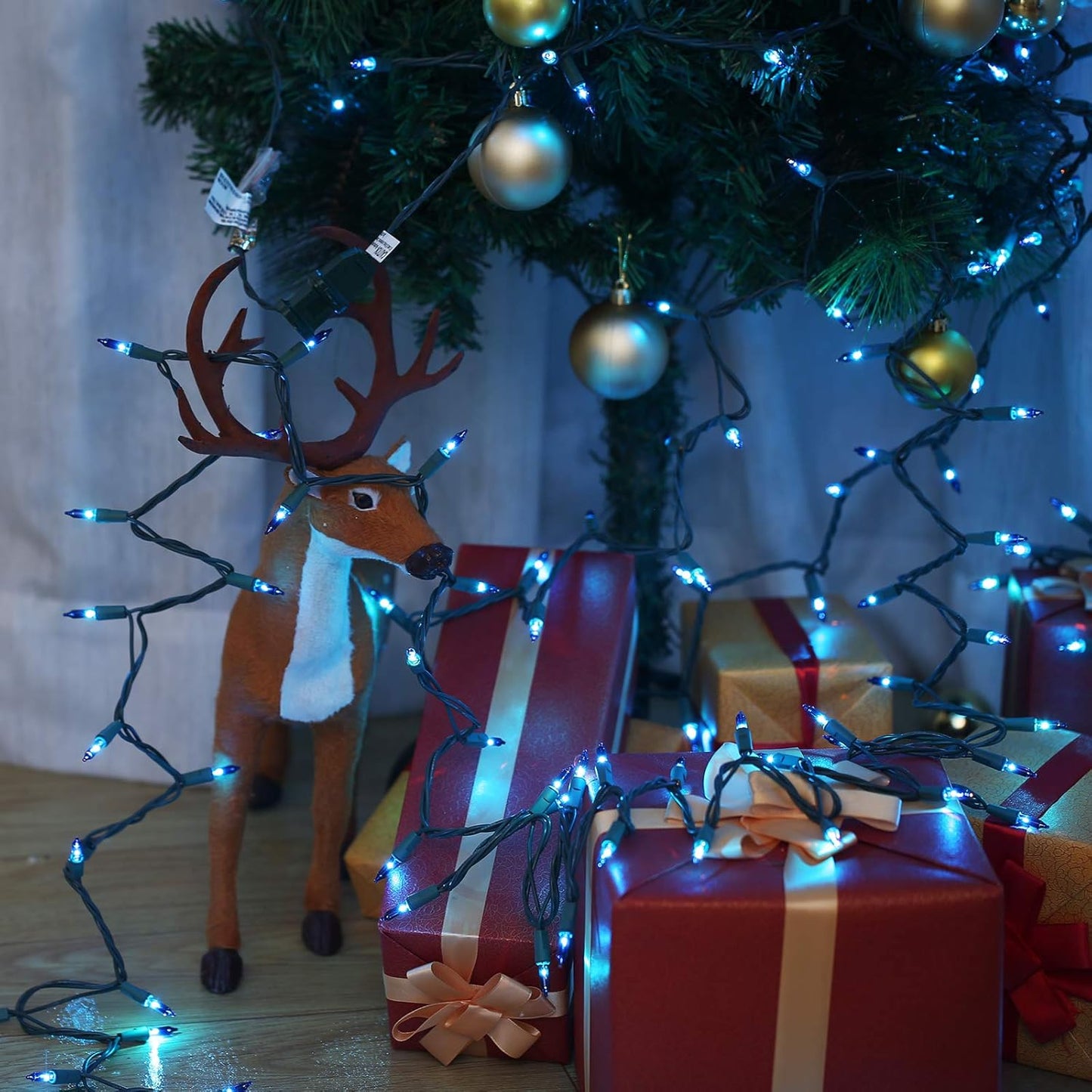 BrizLabs Blue Christmas Lights, 69.6ft 300 Count Blue String Lights Connectable, 120V UL Certified Incandescent Xmas Lights Green Cord, Outdoor Mini String Lights for Indoor Party Garden Patio Decor