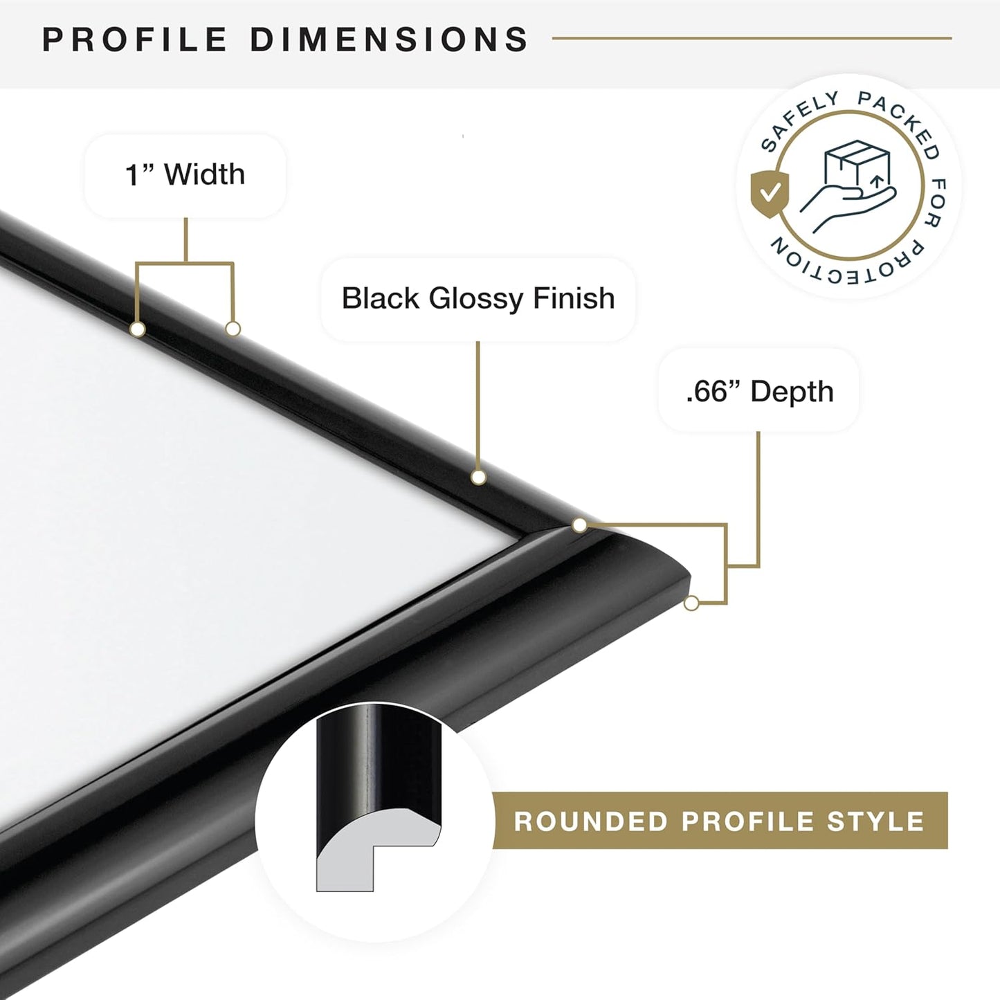 MCS Trendsetter 24x30 Poster Frame Black High-Gloss, Vertical & Horizontal Wall Hanging Large Picture Frame for Photos, Posters & Art Prints (1-Pack)