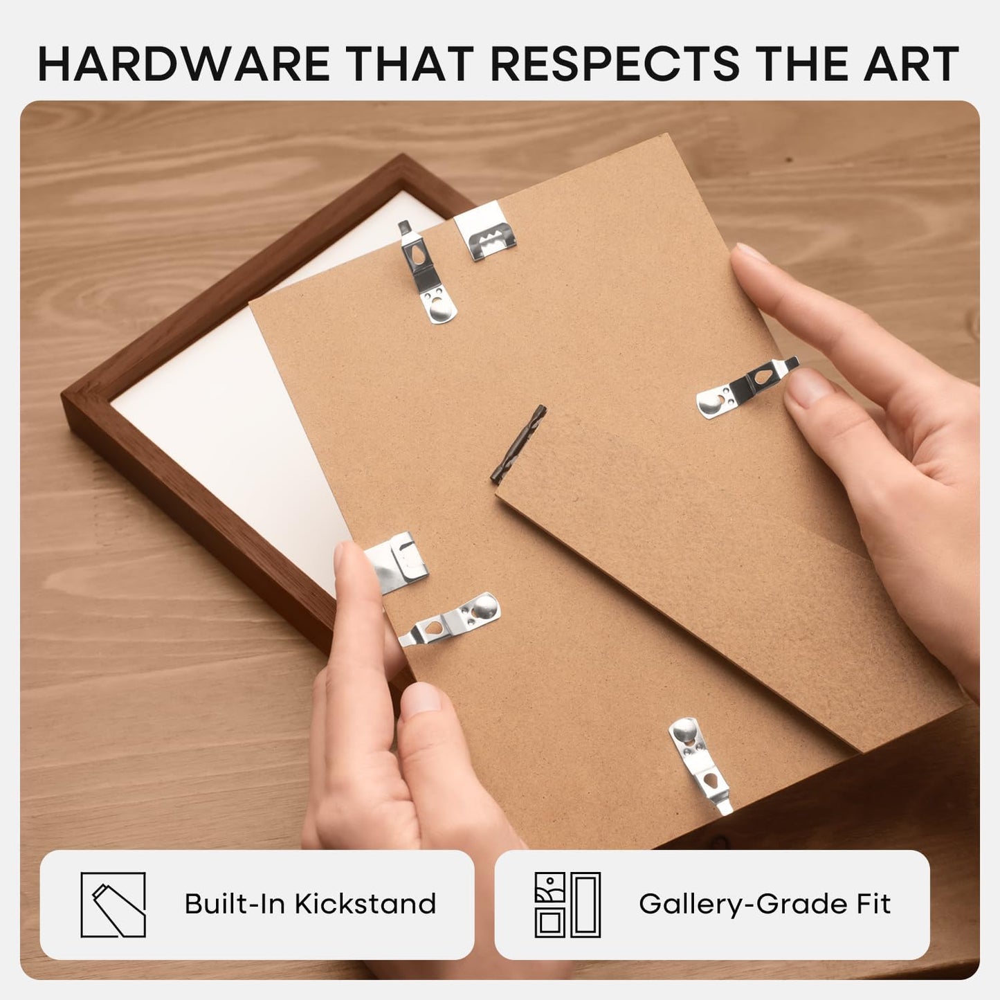 Homeforia 10x10 Picture Frame Brown, High-End Dark Oak 10 x 10 Square Brown Wood Frames with Mat 8 by 8 Photo, 10by10 Wooden Walnut Poster Frame Matted to 8x8 Print, Tempered Glass, Wall Kit, Set of 1