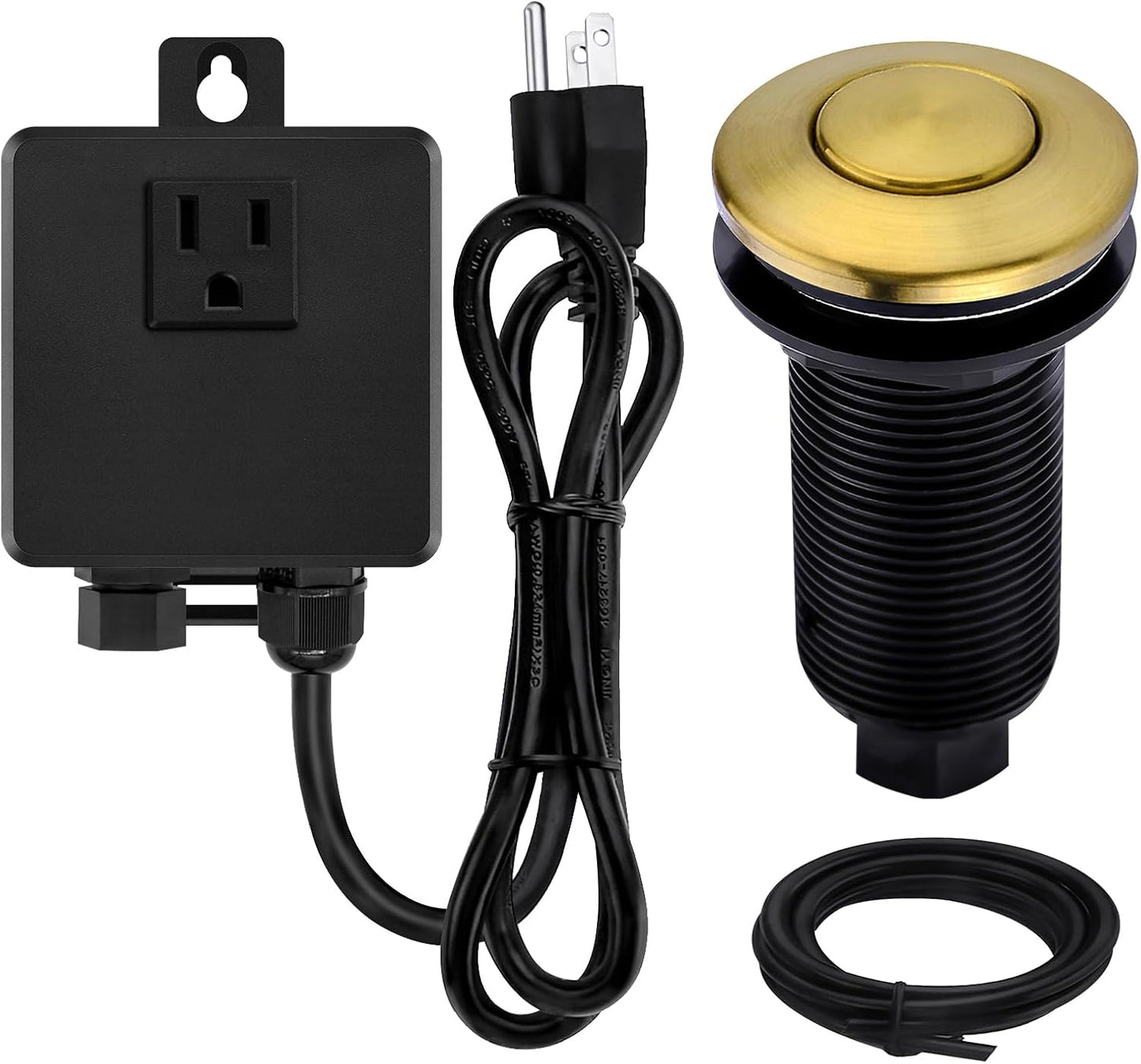 Garbage Disposal SinkTop Air Switch Kit with Long Button,Brass Made Cover,Champagne Bronze