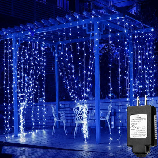 Solhice LED Curtain Lights Outdoor 30ft x10ft Blue, 720 LEDs 8 Modes Christmas Lights Plug in Window String Lights Indoor, Twinkle Lights for Patio Wedding Bedroom Party Decor (Not Connectable)