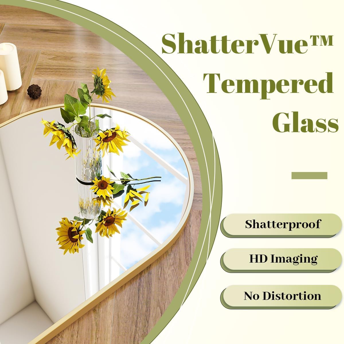 BEAUTYPEAK 36"x48" Arch Bathroom Mirror, Wall Mounted Vanity Metal Frame Mirror for Bedroom, Entryway, Living Room, Gold