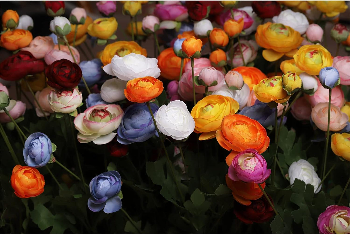 Artificial Silk Flowers Ranunculus Fake Flower 5 Pcs,Suitable for Core Decorations,Weddings,Homes,Artistic Decorations and Props (Cream Yellow)