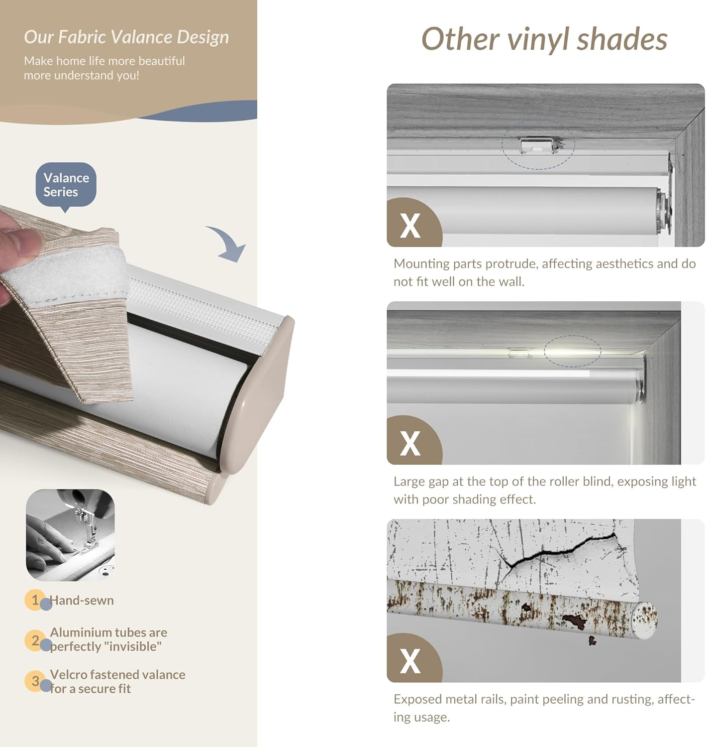 Boolegon Blackout Roller Shades for Windows, Cordless Jacquard Fabric-Matched Roller Blinds, Easy to Install Privacy UV Protection Blinds for Home, Office, Blackout Beige, Custom Size