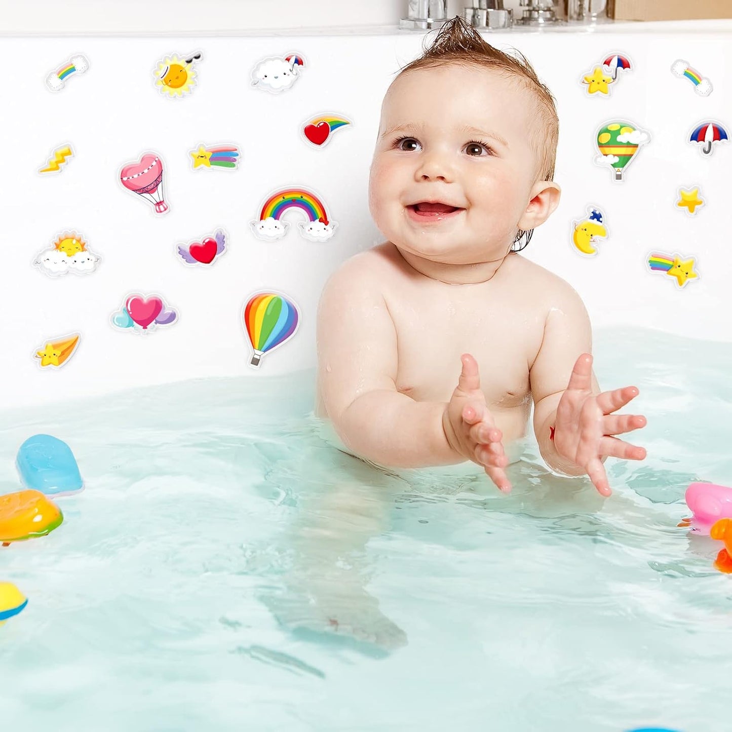 20 PCS Rainbow Thick Gel Clings for Classroom Realistic Window Gel Clings Decal Stickers for Kids Toddlers and Adults Home Airplane Nursery Rainbow Party Supplies Removable and Reusable