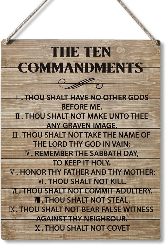 Qious Inspirational Signs Gift Farmhouse the Ten Commandments Thou Shalt Have No Other Gods Before Me Wooden Hanging Sign Rustic Wall Art Home Office Living Room Decoration 10 x 8 Inches…