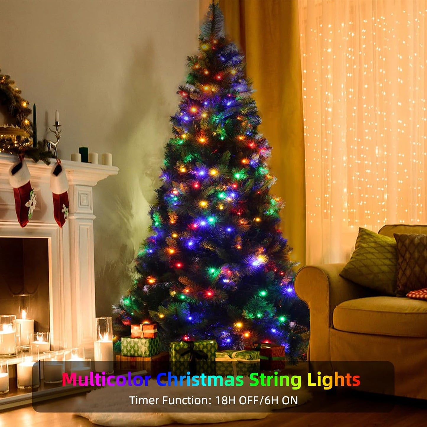 XTF2015 Christmas String Lights 170FT 500 LED, End-to-End Plug 8 Modes Memory Function with Timer - UL Certified - Outdoor Indoor Fairy Christmas Lights for Tree, Patio, Garden, Holiday (Multicolor)