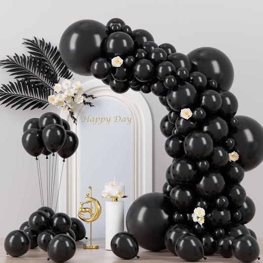 130pcs Black Balloons Different Sizes 18" 12" 10" 5" Party Latex Balloons for Birthday Graduation Baby Shower Anniversary New Year Holiday Party Decorations