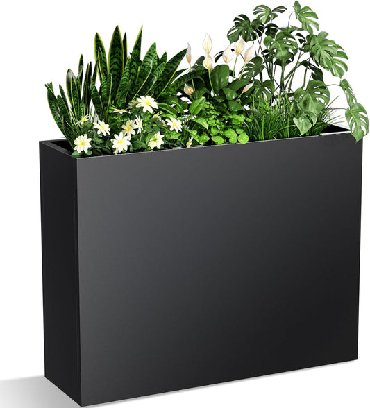 Metal Planter Box, Planter Boxes Outdoor Heavy Duty Metal Garden Planter Spliced Flower Pot with Partitions, All-Weather Use with Drainage Holes for Patio/Porch-35.43"x 27.55"x 11"