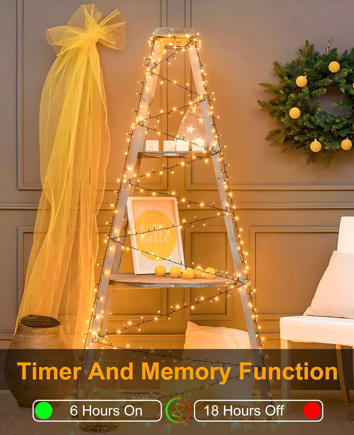 80FT 240 LED Christmas Tree Lights, Warm White Christmas String Lights 8 Modes, Waterproof Connectable Christmas Outdoor Decorations for Indoor Patio Garden Party Decorations, Warm White