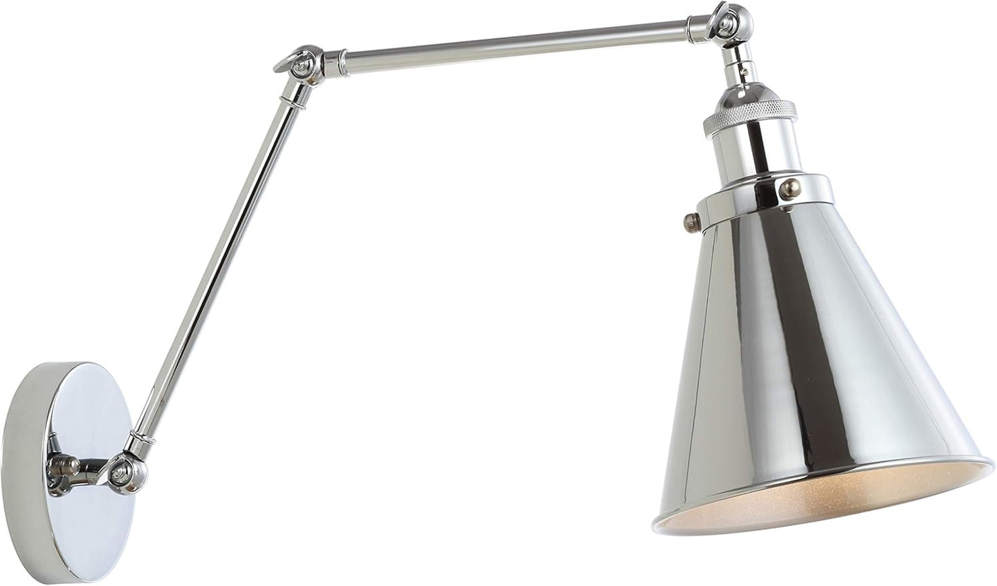 JONATHAN Y JYL7460A Rover 7" Farmhouse Industrial Adjustable Arm Metal LED Wall Sconce Rustic Bohemian 2700K LED 4W Bulb for Entryway Lobby Kitchen Bathroom Bedroom Living Room Hallway, Chrome
