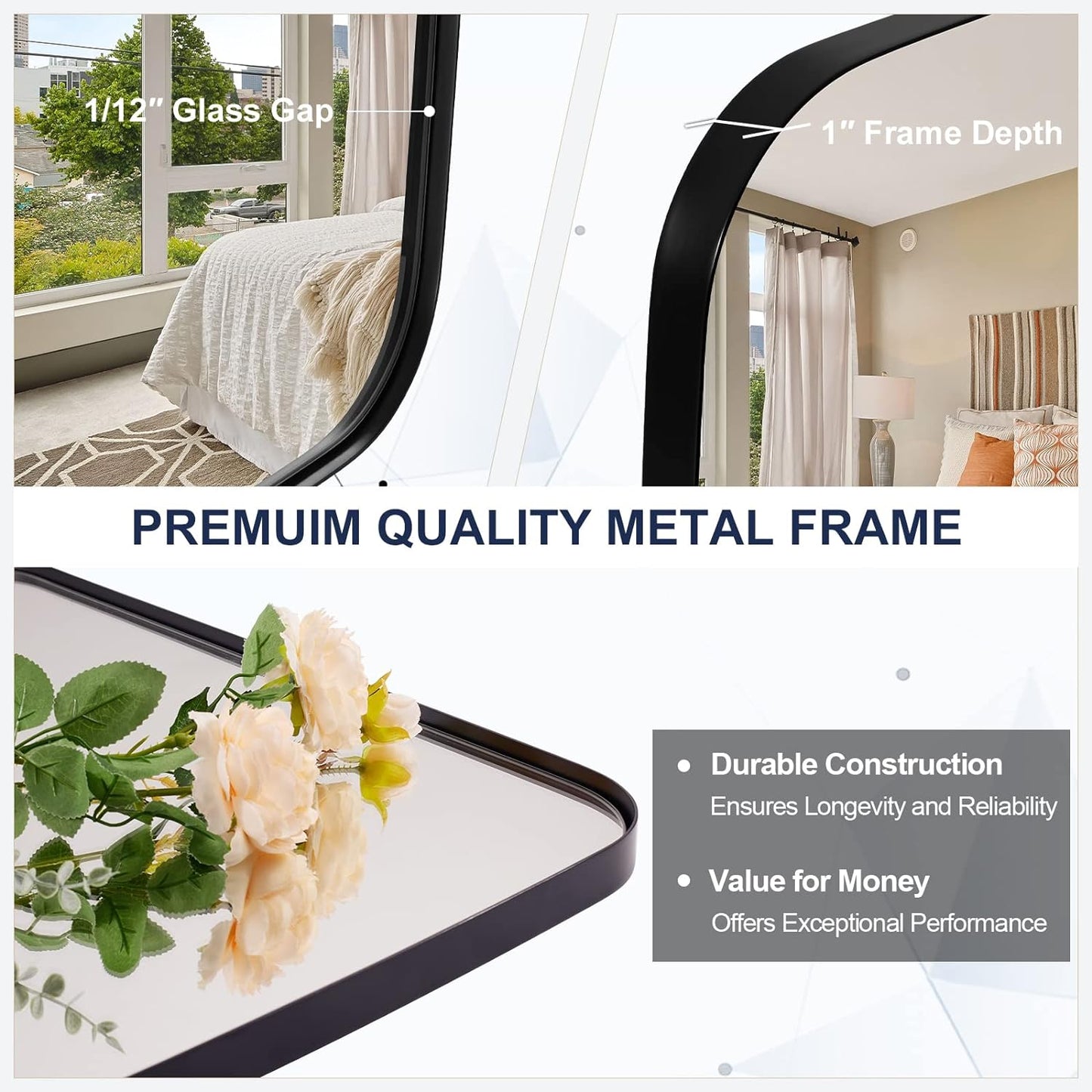 ANDY STAR Oval Mirrors for Bathroom, 20x30’’ Black Bathroom Vanity Mirror with Metal Frame, Black Oblong Bathroom Mirror for Over Sink, Modern Anti Rust Wall Mounted