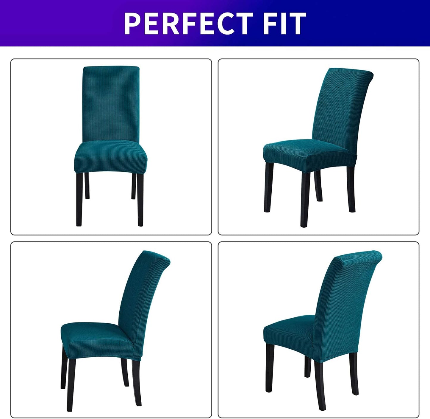 Howhic Stretch Chair Covers for Dining Room Set of 4, Removable Washable Dining Room Chair Covers, Dining Chair Slipcovers Seat Protector, Great for Home Decor and Banquet Upholstery (Teal, 4 Pack)
