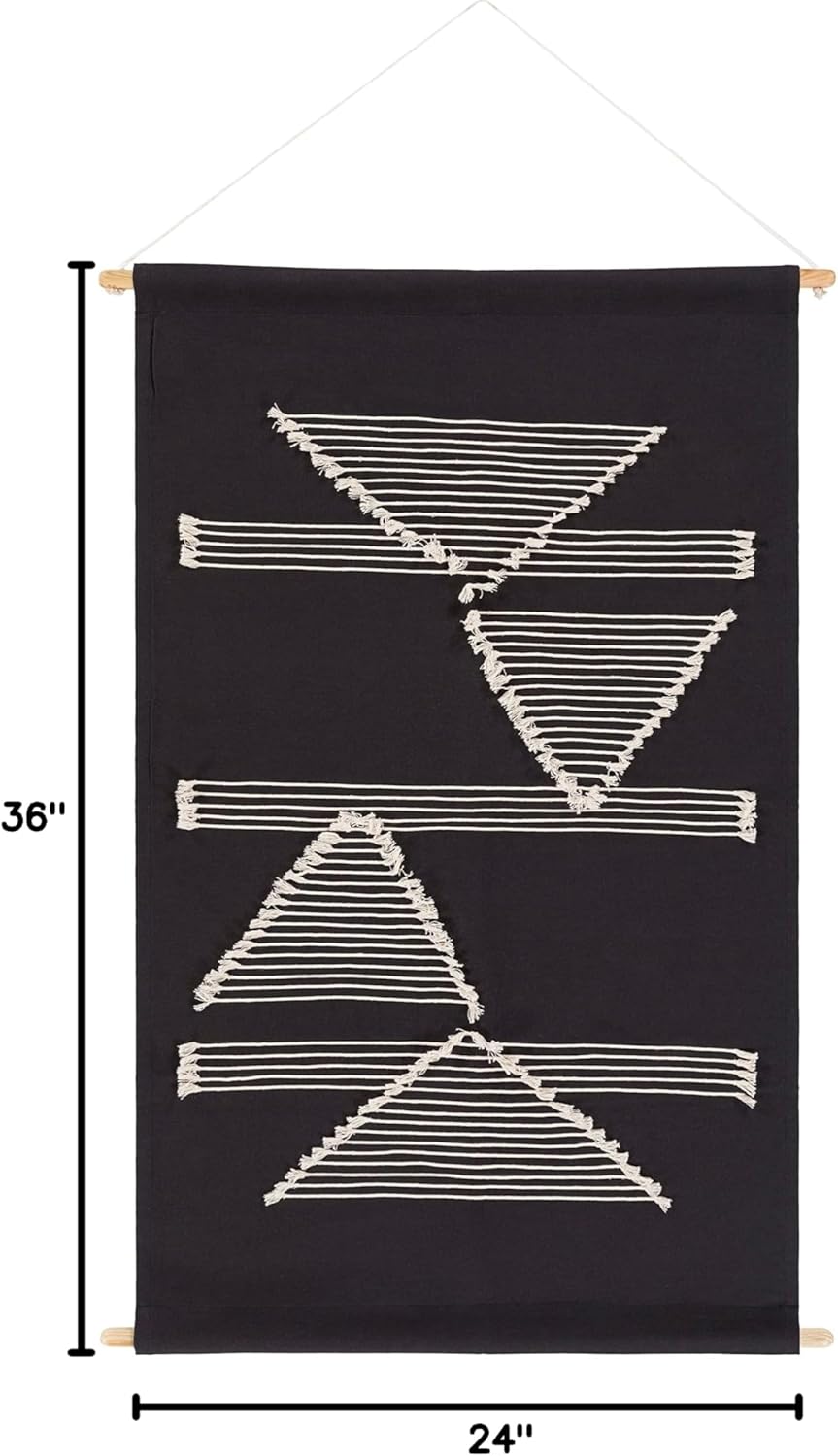 Mark&Day Wall Art, Hohenzell Modern Farmhouse Black Macrame Tapestry Wall Hanging for Living Room, Bedroom, Office or Kitchen (36"H x 24"W)