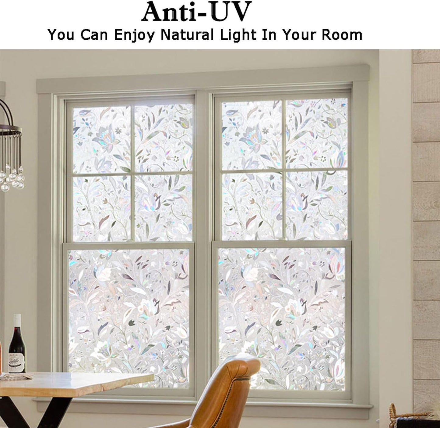 Kromapolis Window Film Privacy Frosted, Stained Glass Decorative Film, Non-Adhesive, No-Glue (35.4 x 314.9 inch)