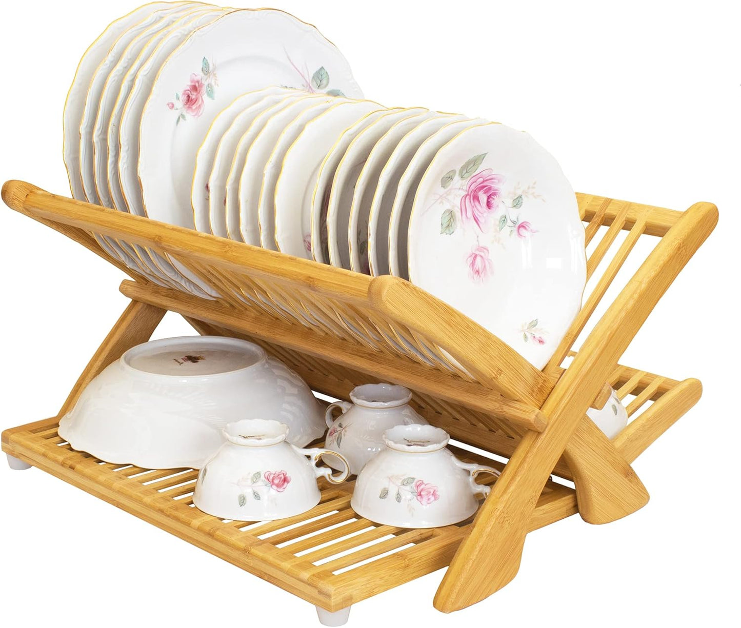 Totally Bamboo Eco Collapsible Dish Drying Rack, Natural Bamboo
