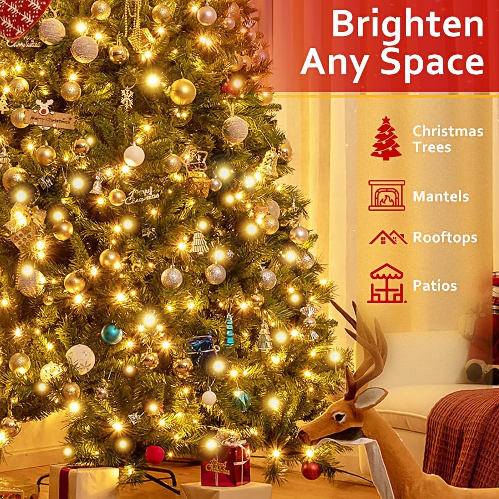 500 LED String Lights Indoor Outdoor Green Wire, Fairy Lights Warm White Christmas Lights for Classroom, 170 FT One Long Strand Fairy Classroom Light Plug in for Home Wedding Tree Yard Patio Decor