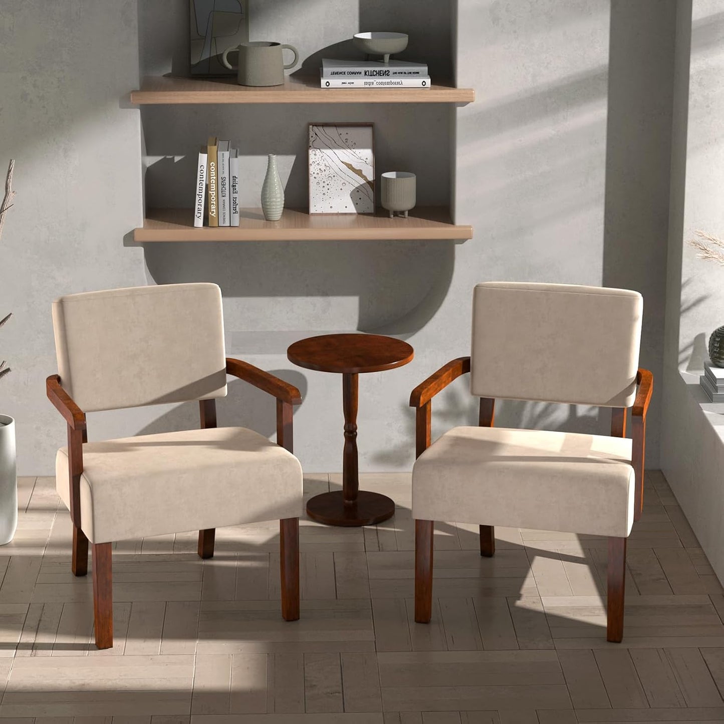 Accent Chair, Cat-Scratch Velvet Living Room Chairs Oversize with Soft Seat and Armrests for Dinning Room Bedroom Reading Room Waiting Room