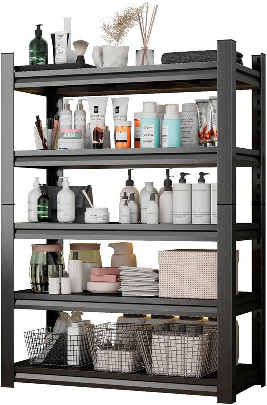 Over Washer Storage,5Tier Expandable Washer and Dryer Rack, Laundry Room Storage Over Toilet Washing Machine and Dryer Storage Rack Bathroom Organization, Hold 500 lb, Black