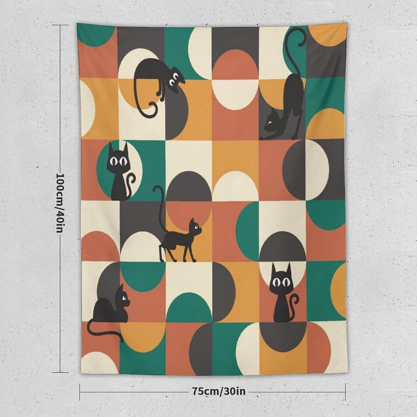 ICMOLYYENLO Boho Medieval Cat Tapestry, Abstract Atomic Starburst Geometric Aesthetic Art Wall Hanging For Bedroom Living Room Dormitory 50x60 Inches