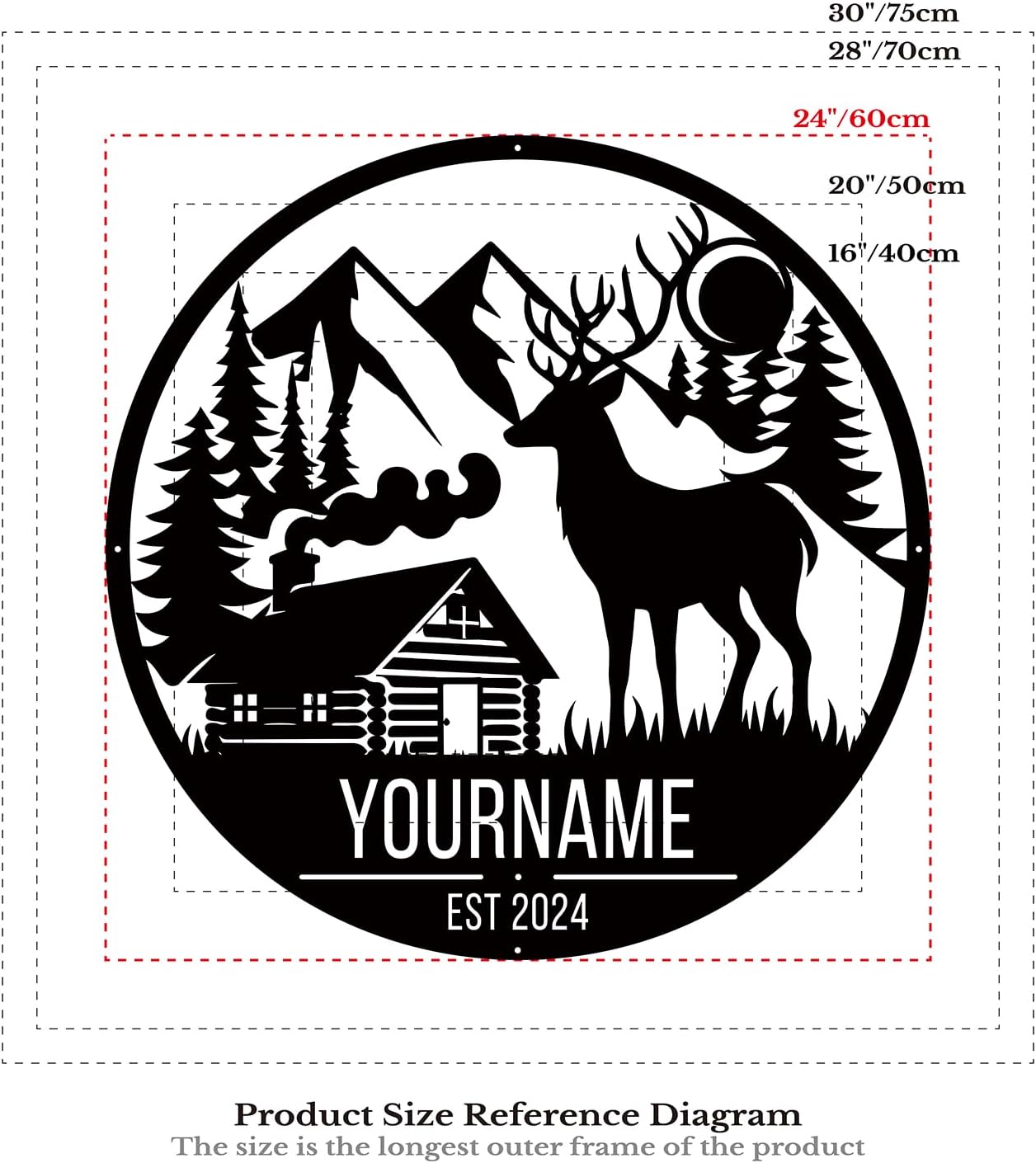 Personalized Deer Forest Name metal Signs,Custom Shed Metal Wall Decor,Black Deer Metal Wall Art Decor,Deer Home Metal Signs Plaques,Outdoor wall Decorative Signage (Style B)