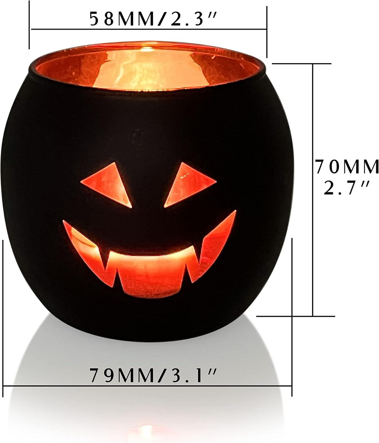 Halloween Table Decor Set of 6, Jack O Lanterns Black Glass Votive Tealight Candle Holders, Halloween Decorations Indoor Party Mantel Coffe Table Centerpiece Decor