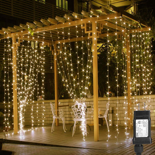 Lighting EVER 594 LED Curtain Lights, 20 x 10 ft Plug in Hanging Fairy String Lights, Wedding Party Backdrop Lights, Window Twinkle Lights for Wall, Patio, NOT Connectable (27 Strings, 9" Apart)