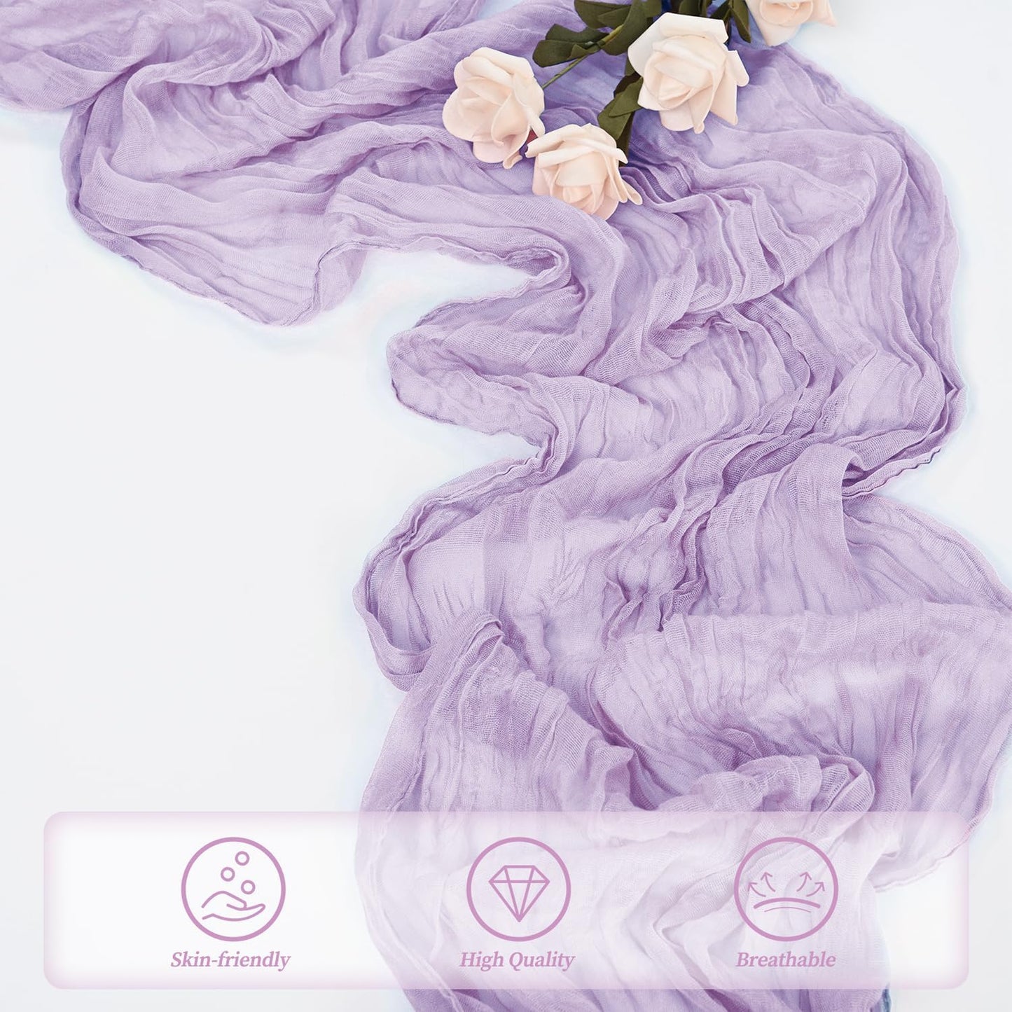 6 Pack Lilac Cheesecloth Table Runner 10FT Rustic Gauze Cheese Cloth Table Runner for Wedding 20 x 120 Inch Long Bridal Baby Shower Table Decor Boho Fabric Sheer Birthday Party Table Decorations