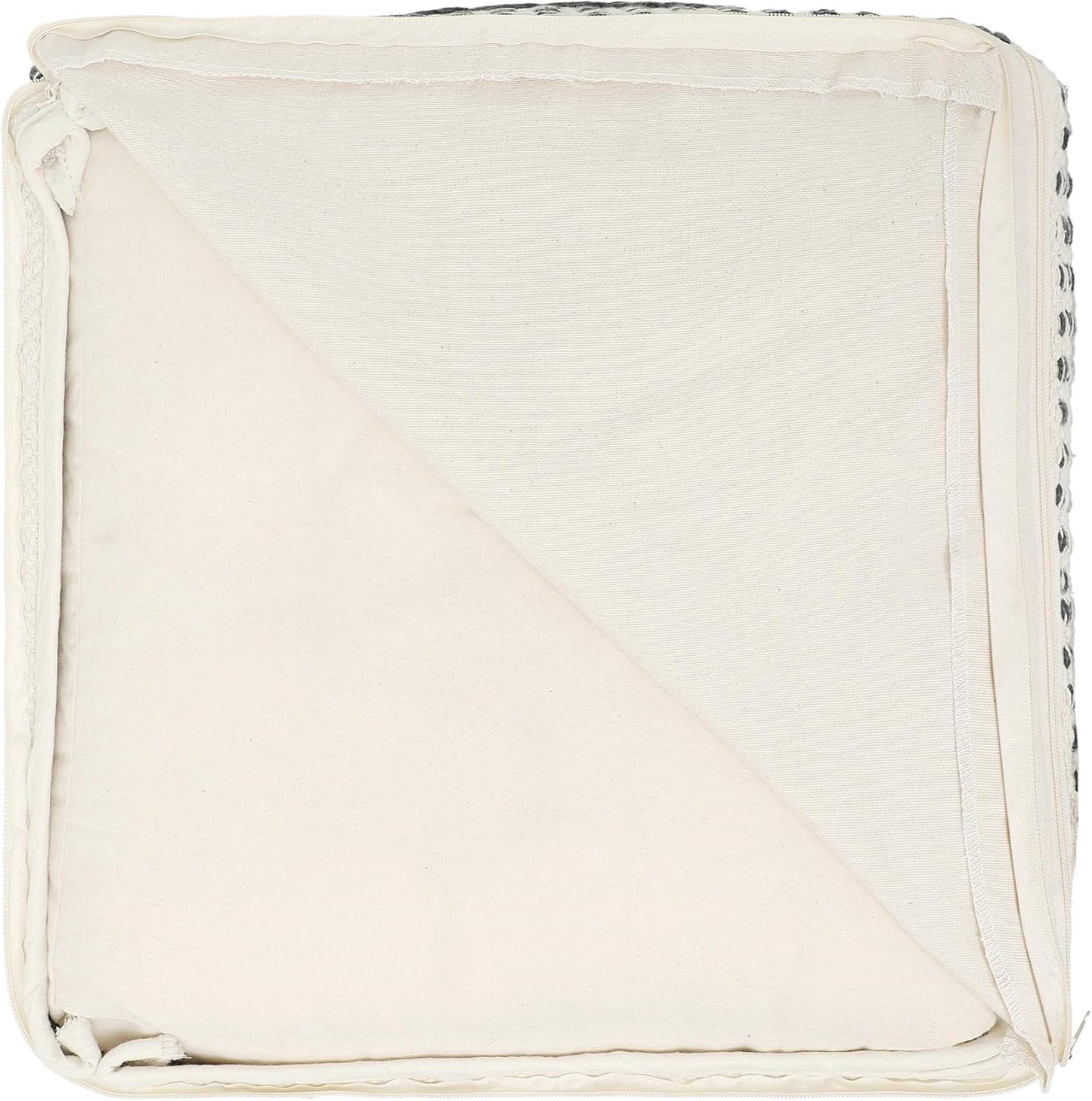 REDEARTH · Tufted Pouf Ottoman with Filler Textured Storage Cube Bean Bag Pouffe Footrest for Living Room, Bedroom, Nursery, Kidsroom; 100% Cotton (17.5"X17.5"X17.5", Diamond Virgule)