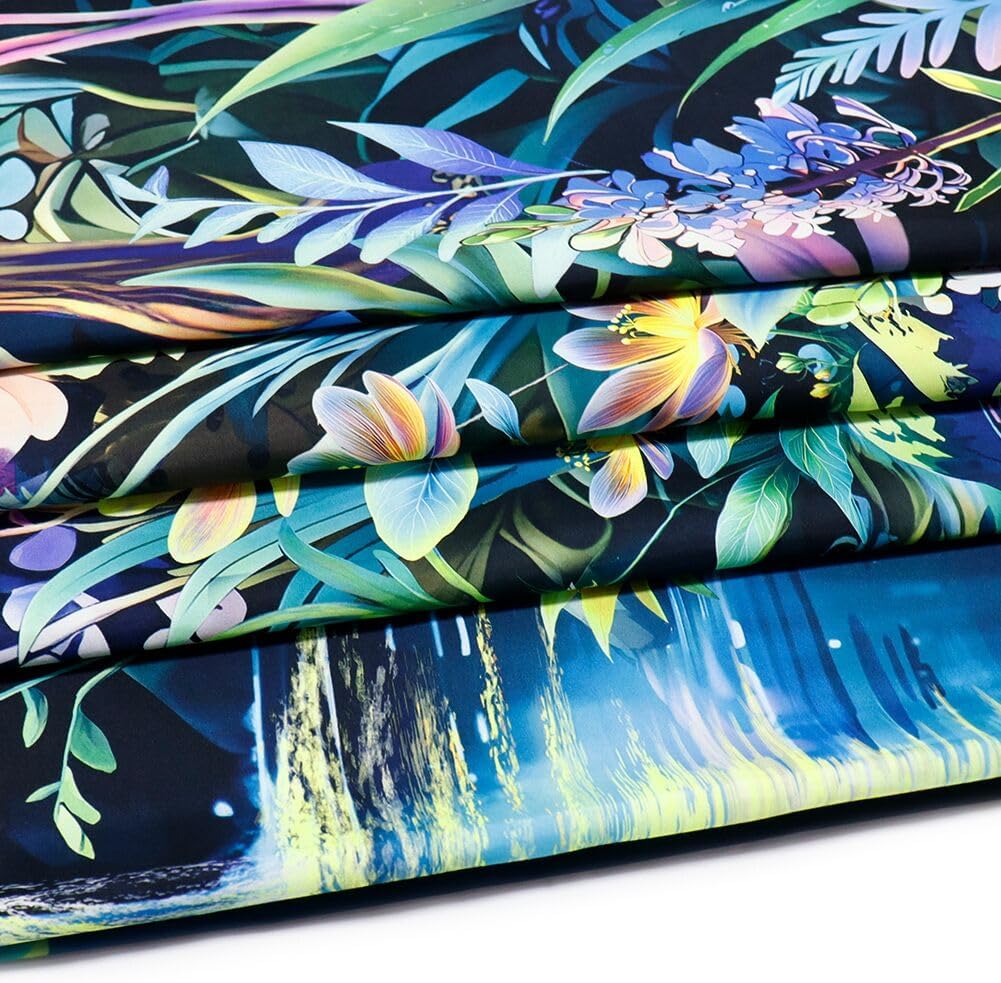 Serborlur Blacklight Fantasy Forest Tree Tapestry UV Reactive Floral Plant Tapestries Trippy Moon Butterfly Wall Art Decor Nature Landscape Wall Hanging for Bedroom