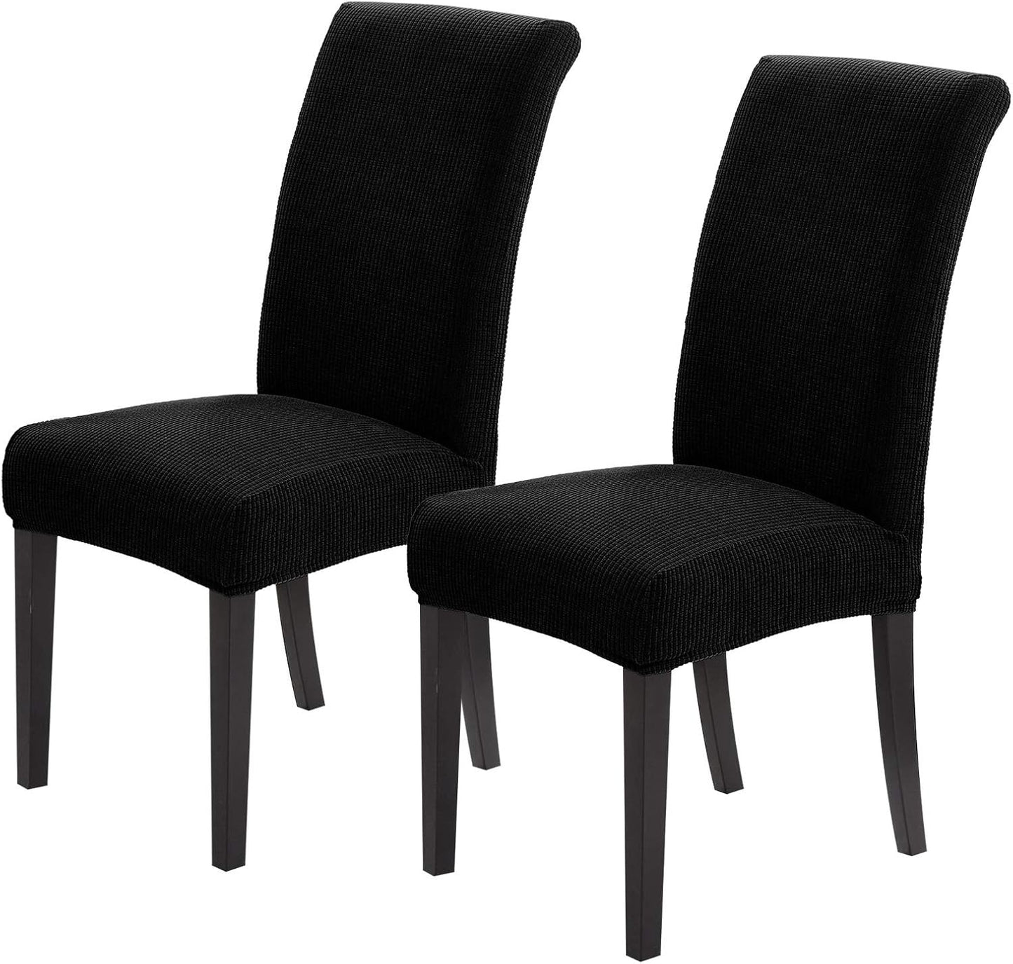 Joccun Chair Covers for Dining Room Set of 2,Dining Chair Slipcovers Stretch Dining Room Chair Covers Seat Protector,Washable Parsons Chair Cover for Home,Hotel,Banquet(Black,2 Pack)