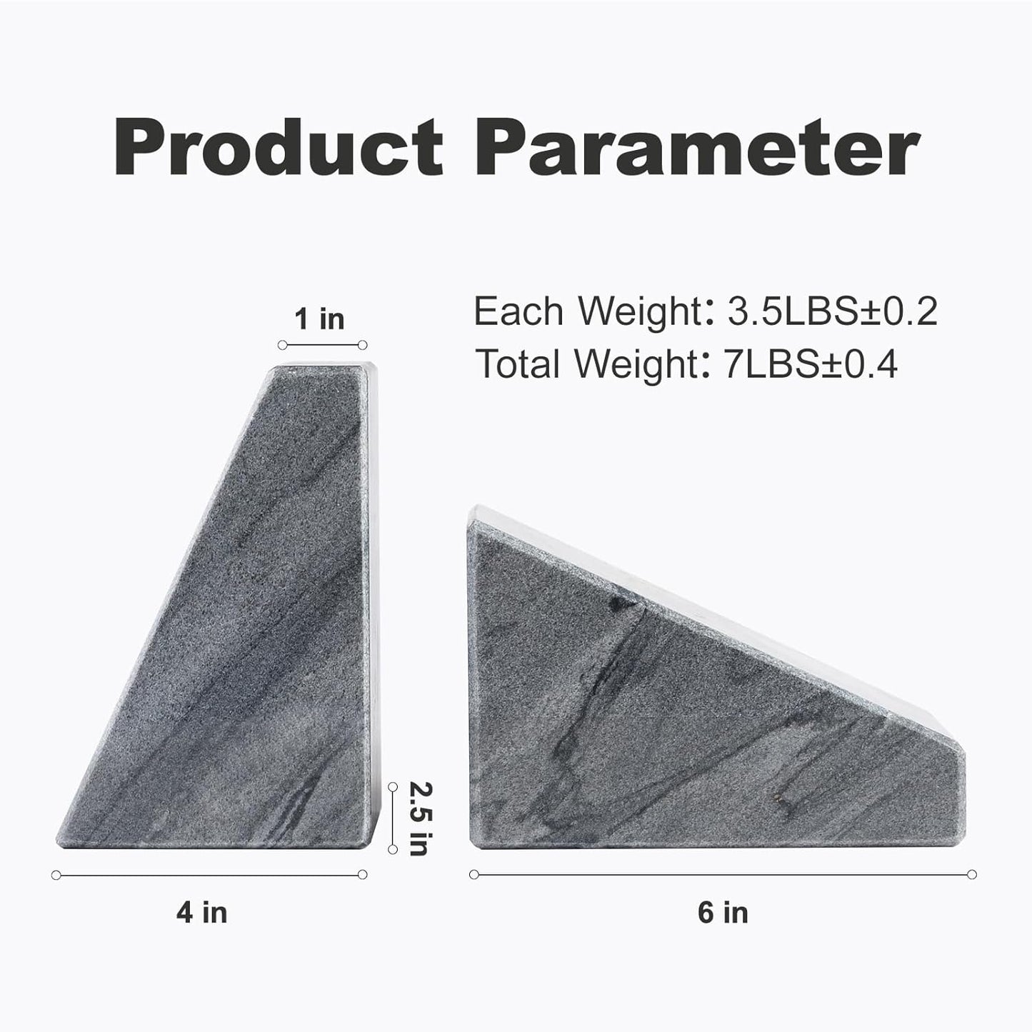 Marble Bookends for Heavy Books, Decorative Book Ends for Shelves, Unique and Heavy-Duty Book Ends for Hardback Book & CDS, Stone Book Stopper, Modern Book Holder, Monte Grigi, Set of 2