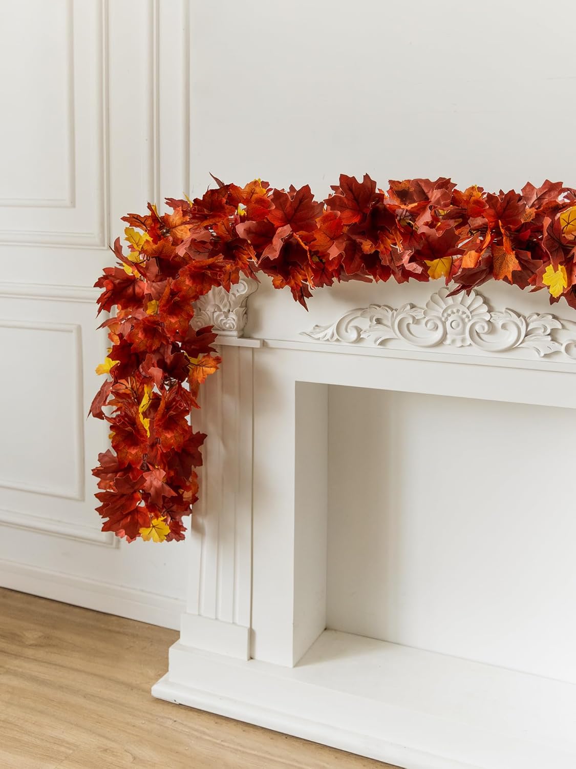 6PCS Fall Maple Leaves Garland, Party Joy 5.6Ft Artificial Maple Leaf Autumn Garland Hanging Fall Vines Table Decorations Front Door Fall Decor Thanksgiving Decorations Decor Outside Indoor Decor