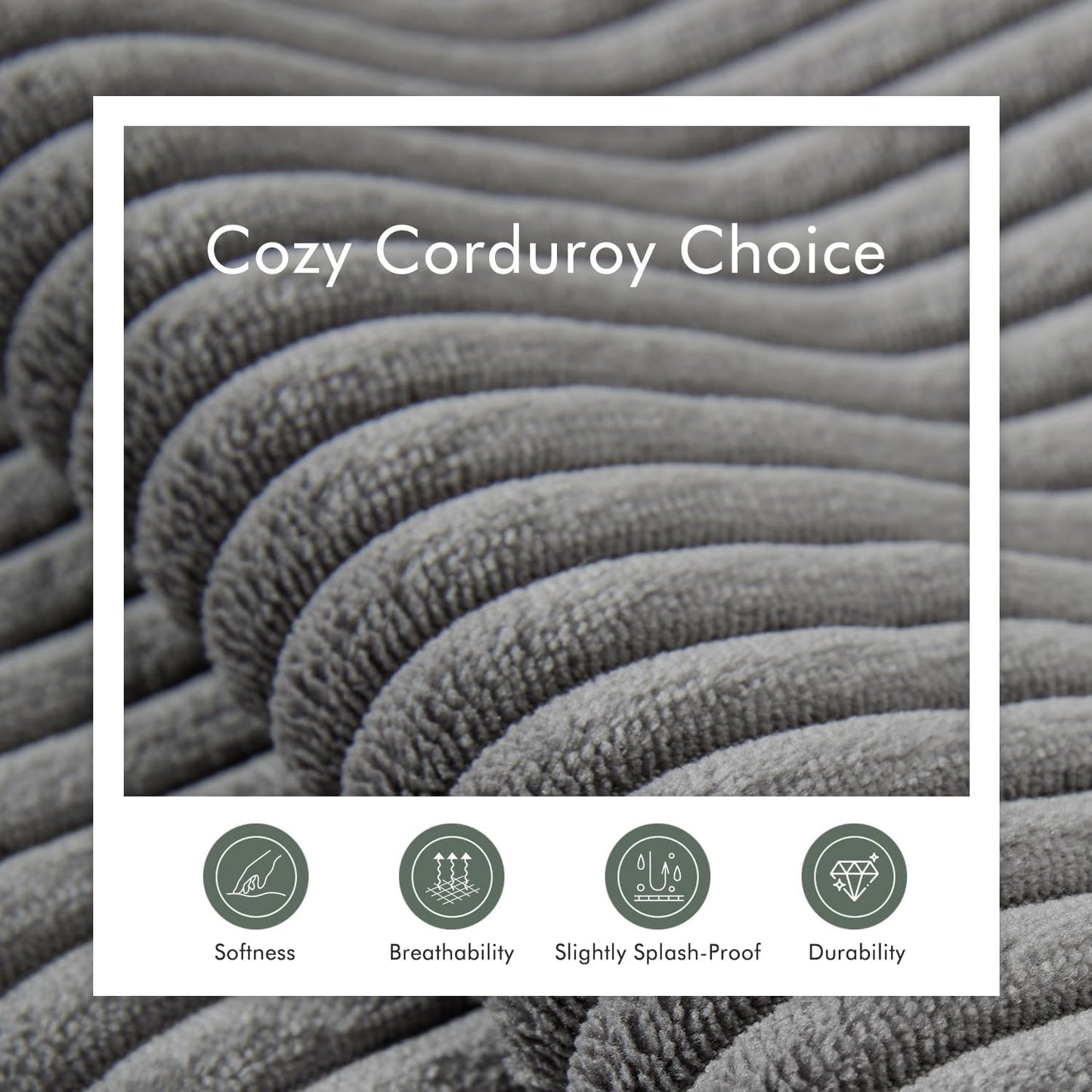 Boneless Sectional Cloud Couch Sofa for Living Room, 112" U-Shaped Modular Modern Lounge Sleeper Grey Couches with Chaise, No Assemble, Cordury Compression Upholstered Sofas