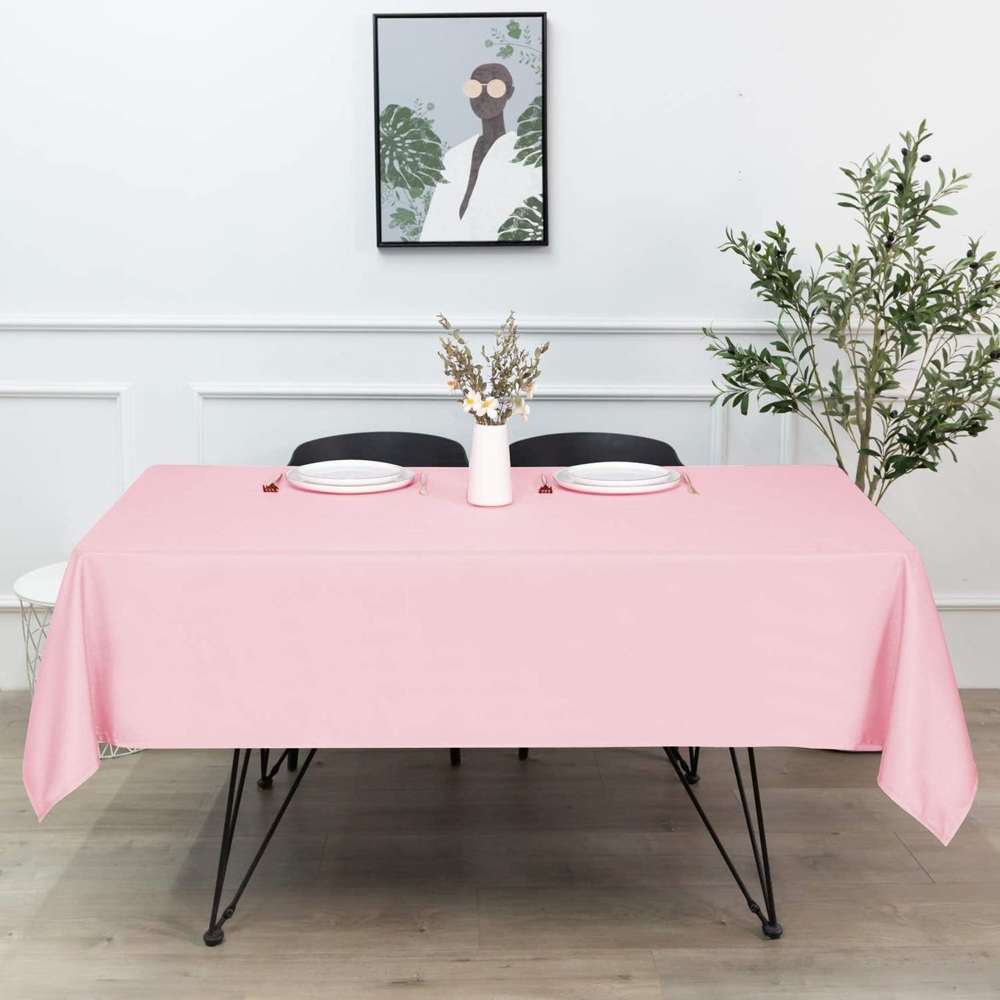sancua Rectangle Tablecloth - 60 x 102 Inch - Stain and Wrinkle Resistant Washable Polyester Table Cloth, Decorative Fabric Table Cover for Dining Tables, Buffet Parties and Camping, Pink