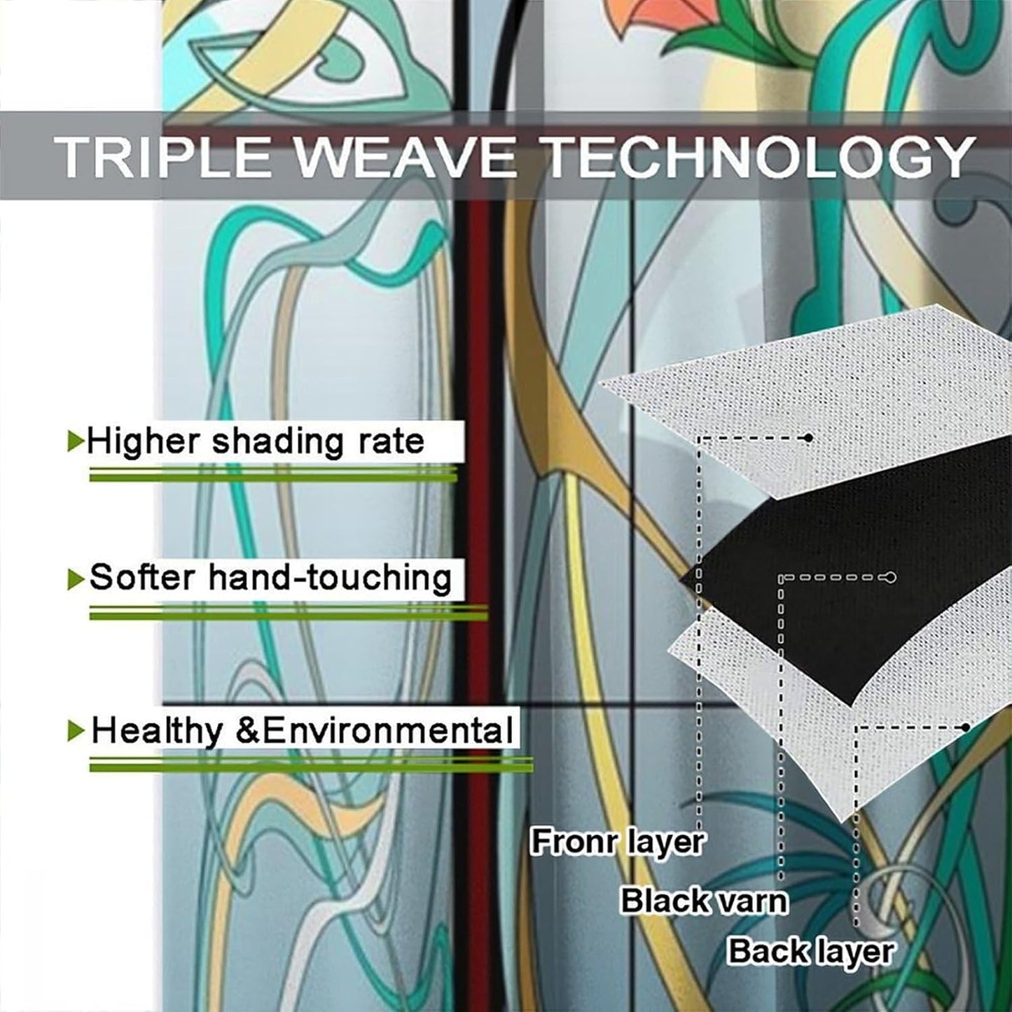 Stained Glass Curtains, Retro Mid Century Boho Abstract Art Home Decor Drapes for Bedroom Living Room Kitchen Window Treatment 2 Panels Set Total Size 72" W X 63" L Inch