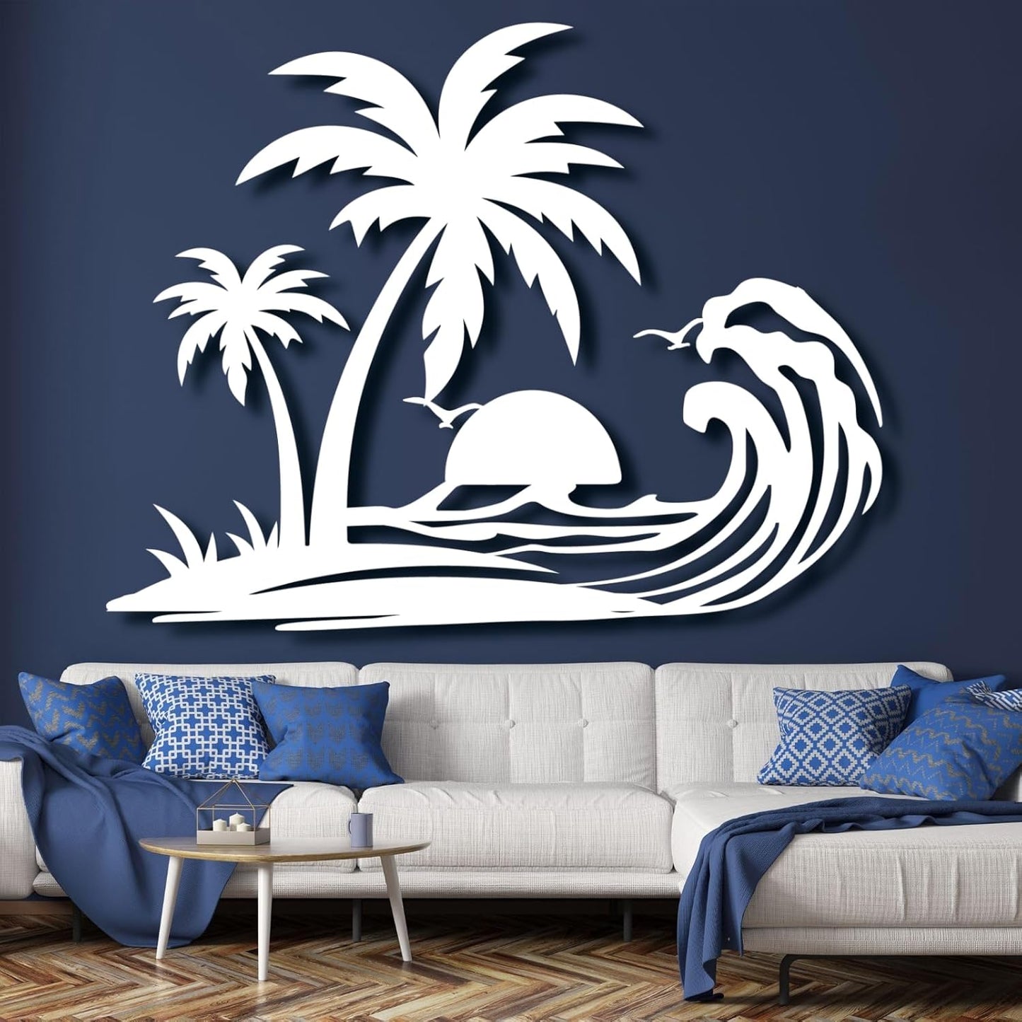 Lunwall Palm Tree Metal Wall Art, Tropical Palm Tree Wall Decor, 30 L" x 23 W" / 76 x 60 cm, Black, Vertical, Wall Mount, Indoor and Outdoor, Polished Finish