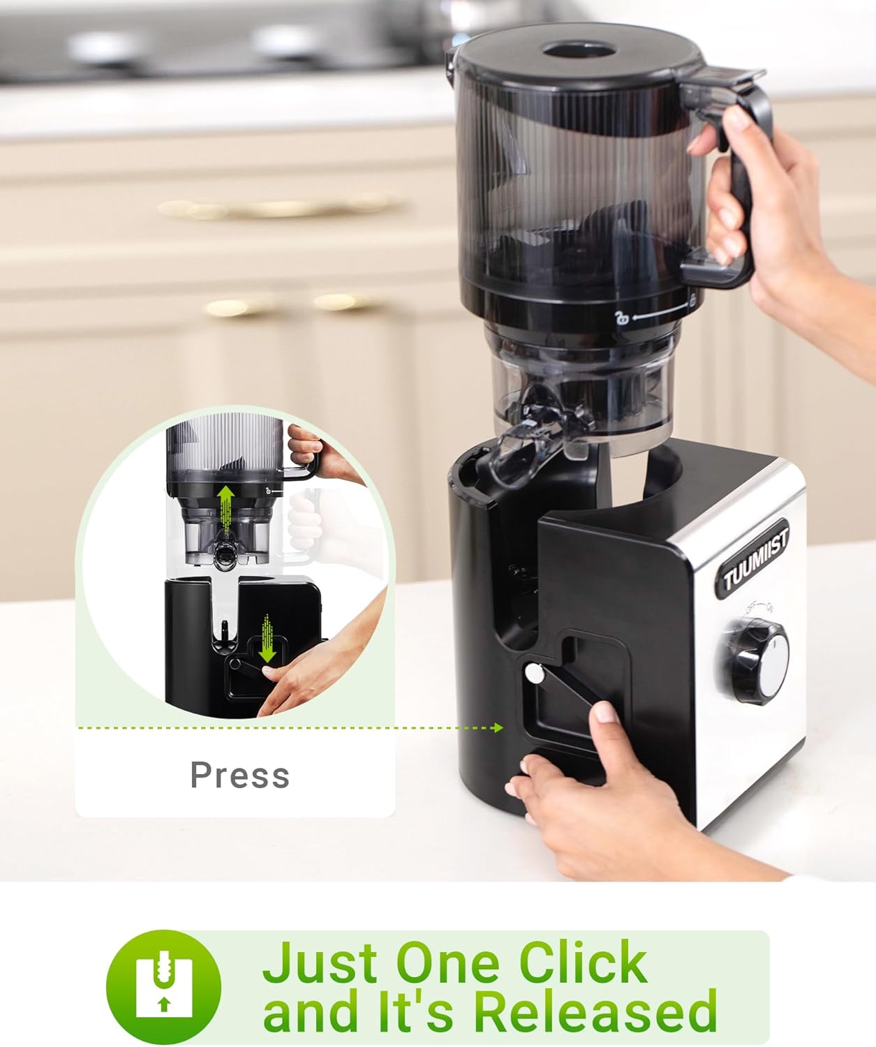 Cold Press Juicer Machines – 6.5'' Large Feed Chute for Whole Fruits & Vegetables, High Juice Yield, Easy To Clean