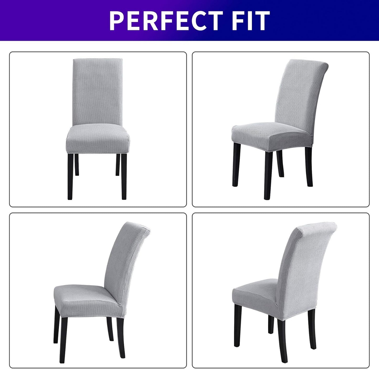 Howhic Stretch Chair Covers for Dining Room Set of 8, Removable Washable Dining Room Chair Covers, Dining Chair Slipcovers Seat Protector, Great Decor for Home and Banquet (Silver, 8 Pack)