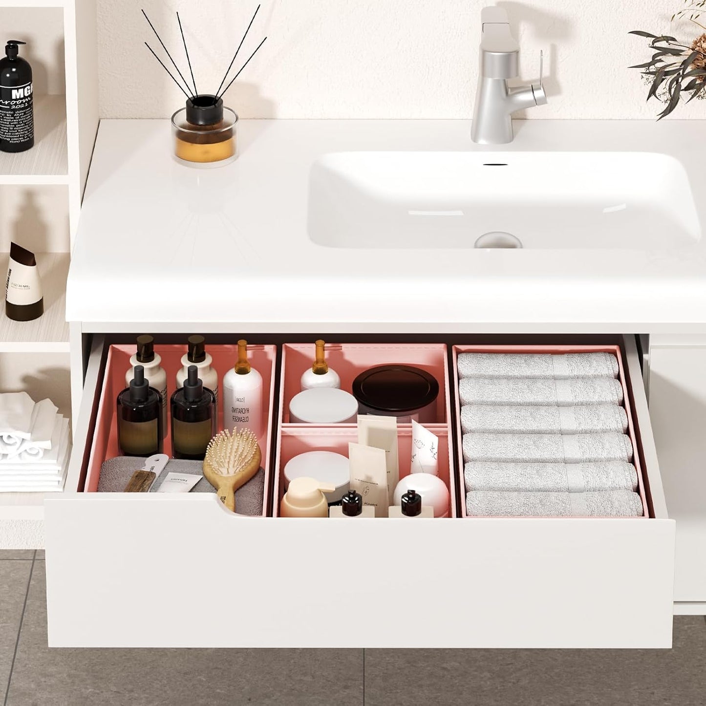 DIMJ Drawer Organizer Clothes 20 Pack - Foldable Baby Organizers and Storage & Dresser Organizer for Bedroom, Closet - Nursery Organization Dresser Dividers for underwear, Sock,Bra, Belt, Tie, Pink