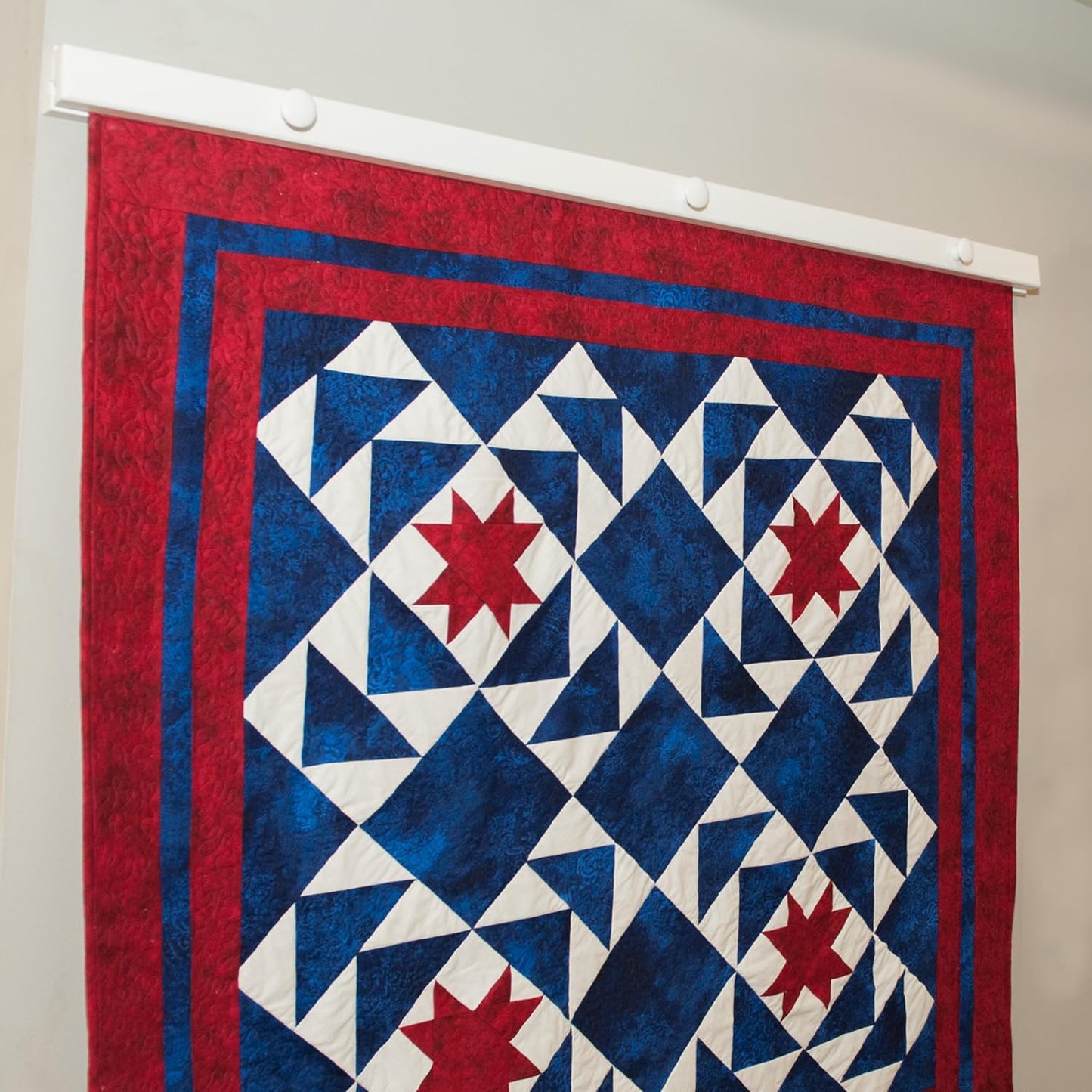 Quilt Hanger for Wall - Amish Made Wooden Display Rack - Rustic Tapestry Hangers for Quilts & Rugs - Maple Wood, White Paint, 60' Long