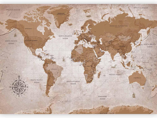 artgeist Wall Mural World Map 77x55 in - XXL Peel and Stick Self-Adhesive Wallpaper Removable Large Sticker Foil Wall Decor Print Picture Image Design Map of The World k-A-0108-a-a