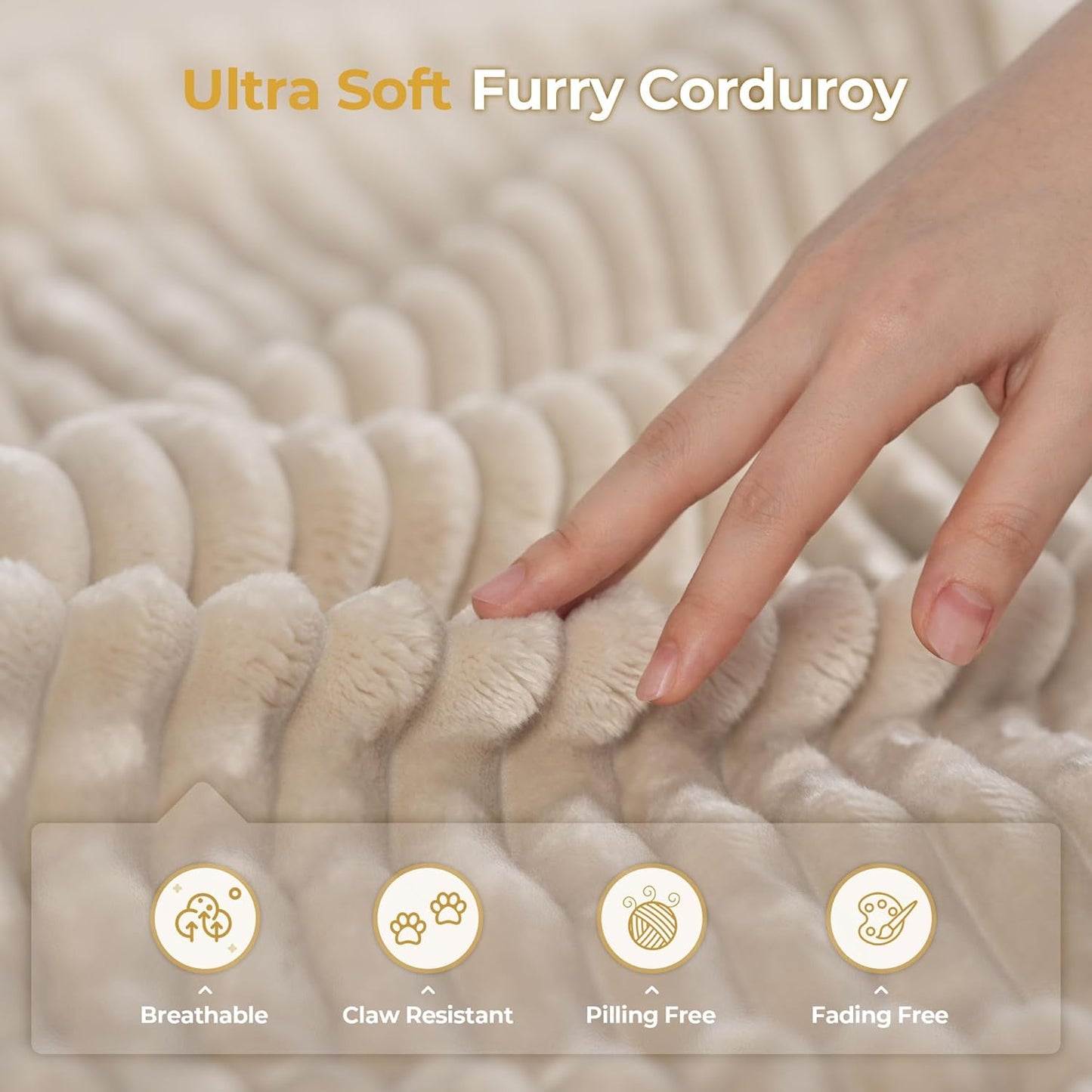 HOOOWOOO Modular Sectional Sofa,8 Pieces Sectional Couches for Living Room,131X98 G Shaped Cloud Couch with Ottoman Chaise Set(Beige Velvet Corduroy)