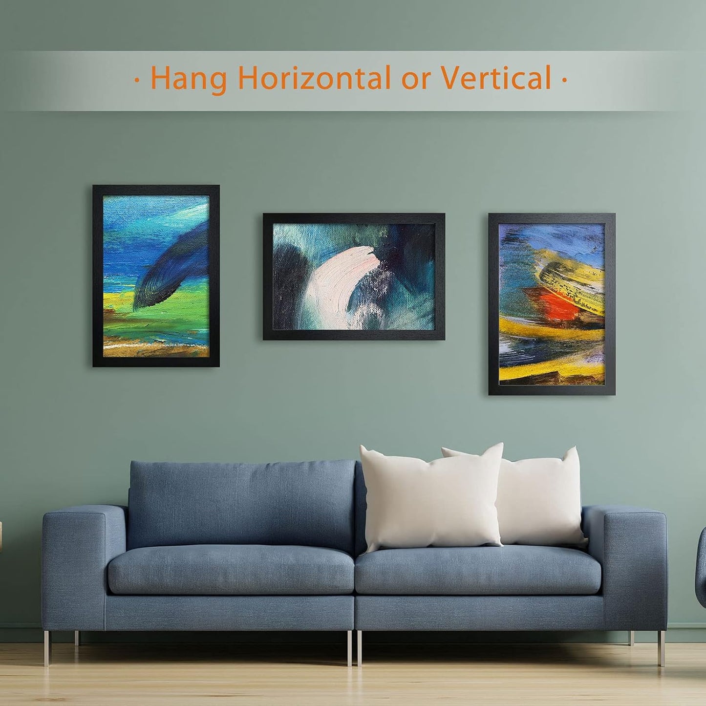 VCK Poster Frame 11x17 Set of 3, Wood Black Picture Frame, Wall Gallery Photo Frames, 3 Pack